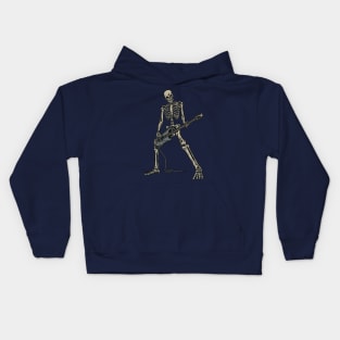 Skeleton Playing Guitar for Rock Music Lover Gift and Hardcore Music Fan Present Kids Hoodie